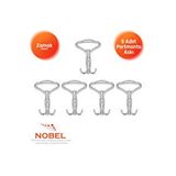 Nobel Klasik Portmanto Askısı, Metal Vestiyer Askısı, Krom, Duvar Ve Dolap Askılığı (5'li Set) Vidalı Çok Renkli