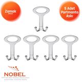 Nobel Melon Açik Portmanto Askısı, Metal Vestiyer Askısı, Krom, Duvar ve Dolap Askılığı (5'li Set) Vidalı