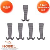 Nobel Mina Lüks Portmanto Askı, Metal, Vestiyer Askı, 202 Gr, Dolap Askılık, Duvar Askılığı, Titanyum (Vidalı)5 Adet
