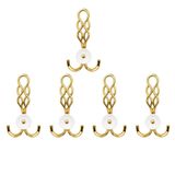 Nobel Örgü Portmanto Askısı, Metal Vestiyer Askısı, Altin, Duvar ve Dolap Askılığı (5'li Set) Vidalı