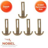 Nobel Palmiye Lüks Portmanto Askı, Metal, Vestiyer Askı, 158 Gr, Dolap Askılık, Duvar Askılığı, Antik Sarı (vidalı)5 Adet Çok Renkli