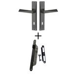 Nobel Penta Aynalı (ODA) Kapı Kolu Mat Siyah / Siyah Sessiz Kapı Kilidi 40mm / Set Olarak