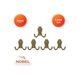 Nobel Riko Askı, Metal Vestiyer Askısı, Antik Sari, Duvar Ve Dolap Askılığı (5'li Set) Vidalı Çok Renkli