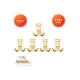 Nobel Seylan Askı, Metal Vestiyer Askısı, Altin, Duvar Ve Dolap Askılığı (5'li Set) Vidalı Çok Renkli