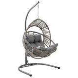 Nobel | Tekli Rattan Bahçe Salıncağı | Rehome Balkon Salıncağı Gri