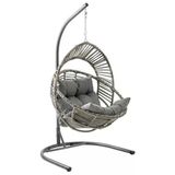 Nobel | Tekli Rattan Bahçe Salıncağı | Rehome Balkon Salıncağı Gri