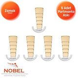 Nobel Tivist Lüks Portmanto Askı, Metal, Vestiyer Askı, 200 Gr, Dolap Askılık, Duvar Askılığı, Krom Altın (vidalı)5 Adet Çok Renkli