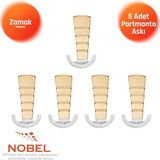 Nobel Tivist Lüks Portmanto Askı, Metal, Vestiyer Askı, 200 Gr, Dolap Askılık, Duvar Askılığı, Krom Altın (Vidalı)5 Adet