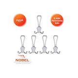 Nobel Villa Portmanto Askısı, Metal Vestiyer Askısı, Krom Matkrom, Duvar Ve Dolap Askılığı (5'li Set) Vidalı Çok Renkli