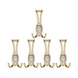 Nobel Zeplin Portmanto Askısı, Metal Vestiyer Askısı, Altin Matkrom, Duvar ve Dolap Askılığı (5'li Set) Vidalı