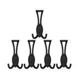 Nobel Zeplin Portmanto Askısı, Metal Vestiyer Askısı, Matsiyah, Duvar ve Dolap Askılığı (5'li Set) Vidalı