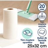 Nobera Kullan-At Temizlik Bezi – 25X32 cm | 20 Adet | Mop Uyumlu | Tekrar Kullanılabilir - Beyaz