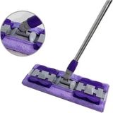 Nobera Mandallı Mop Seti + 1 Yedek Bez - Yüzey Temizleme Havlusu Uyumlu 80-125 cm Ayarlanabilir Sap - Mor