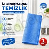 Nobera Mikrofiber Cam Bezi 1 Adet 40X70– Iz Bırakmayan Cam & Yüzey Temizlik Bezi (Mavi)