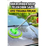 Nobera Teleskopik Mikrofiber Oto Yıkama Mop – Araba Yıkama Fırçası +1 Yedek Bez Hediye - Yeşil