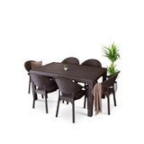 NOBLE DESİNG Bambu Pro 80x140cm Rattan Bahçe Balkon Masa Takımı 6 Kişilik Camsız Set