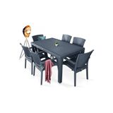NOBLE DESİNG Rattan Masa Takımı 90 x 150 Camsız Masa 6 Kişilik Sandalye Seti Bahçe Balkon Teras Takımı