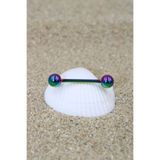 NOBLE GETTO Piercing Dil Piercing Cerrahi Çelik Gökkuşağı Renk Top Çap 6 Mm