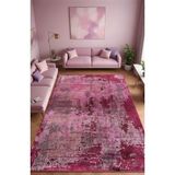 Noble Halı Dijital Baskı Çürük Vişne Rengi Modern Tarz Dekoratif Makinada Yıkanabilir Salon Yolluk Halısı - Renkli - 80 x 200 cm