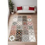 Noble Halı Dijital Baskı Patchwork Model Dekoratif Makinada Yıkanabilir Salon Mutfak ve Yolluk Halısı - Renkli - 100 x 400 cm