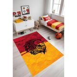 Noble Halı Dijital Baskı Sarı Kırmızı Aslanlı Halı Makinada Yıkanabilir Genç Odası Taraftar Halısı - Renkli - 100 x 250 cm