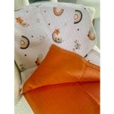 Noble Kids 80 x 90 Unisex Bebek Battaniyesi - Turuncu & Hayvan Figürlü Müslin