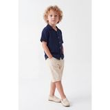 Noble Kids Erkek Çocuk Çizgili Gömlek ve Denim Şort Takım Lacivert - 8 - 9 Yaş