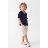 Noble Kids Erkek Çocuk Çizgili Gömlek ve Denim Şort Takım Lacivert - 9 - 10 Yaş