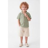 Noble Kids Erkek Çocuk Çizgili Gömlek ve Denim Şort Takım Yeşil - 2 - 3 Yaş - Haki