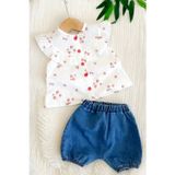 Noble Kids Kız Bebek Çilek Desen Gömlek ve Şort Takım