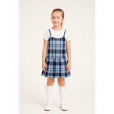 Noble Kids Kız Çocuk Askılı Ekose Elbise Mavi