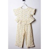 Noble Kids Kız Çocuk Çiçek Desenli Volanlı Bluz ve Pantolon Takım - 3 - 4 Yaş - Sarı