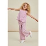 Noble Kids Kız Çocuk Çizgili Nakış Detaylı Bluz ve Pantolon Takım Pembe