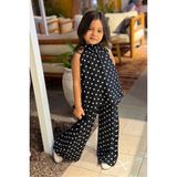 Noble Kids Kız Çocuk Puantiyeli Bluz ve Pantolon Takım Siyah - 4 - 5 Yaş