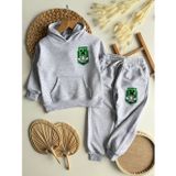 Noble Kids Minecraft Temalı Gri Çocuk Takımı – Kapüşonlu Sweatshirt & Çift Cepli Jogger Alt, 3–10 Yaş