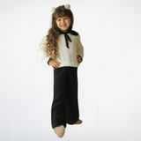 Noble Kids Siyah Geniş Paça Pantolon & Ekru Triko Kazak Takımı