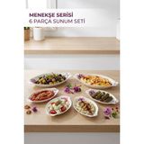 Noble Life Menekşe Desenli 6 Parça Porselen Meze, Kahvaltılık ve Sunum Seti