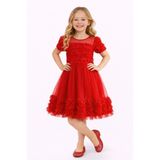 NOBLE STORE 23 Nisan 29 Ekim Gösteri Kıyafeti Kız Çocuk Kırmızı Payetli Tül Elbise NOBLE 24