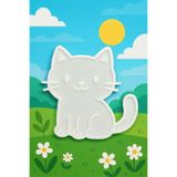 Nobrand Kedi Figür Boyama Seti – 4 Renk Boya + 1 Fırça | Çocuk Eğitici Hobi Plakası (12 cm)