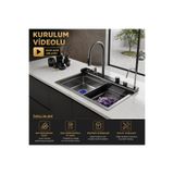 Nobrand Premium Akıllı Teknolojik Eviye Seti Paslanmaz Bal Peteği Taban Evye Tüm Aksesuarlar Dahil-KURULUM VİDEOLU