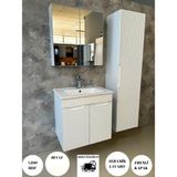Noce 65 cm Banyo Dolabı Cnc İşlemeli Beyaz Membran Kapaklı MDF Malzeme ile Şık Tasarım