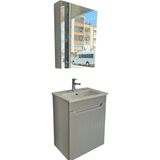 Noce Banyo Dolabı Aynalı Cnc Işlemeli Membran Kapaklı 55 cm - Gri