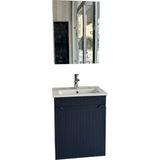 Noce Banyo Dolabı Aynalı Cnc Işlemeli Membran Kapaklı 55 cm - Mavi