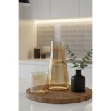 Noctea Borosilikat Cam Başucu Sürahi & Bardak Seti 1 lt (Altın)