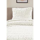 Noctiluca Amora Kalp Desen Wellsoft Tek Kişilik Battaniye 180X230 + Yastık Kılıfı Yumuşak Yatak Örtüsü - Ekru - 180 x 230 cm