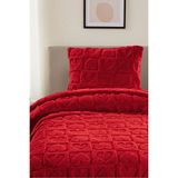 Noctiluca Amora Kalp Desen Wellsoft Tek Kişilik Battaniye 180X230 + Yastık Kılıfı Yumuşak Yatak Örtüsü - Kırmızı - 180 x 230 cm
