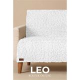 Noctiluca Leopar Desenli Wellsoft Koltuk Örtüsü Sırtı Örten Kabartmalı Koltuk Koruyucu Şal (180X220 Cm) - 180 x 220 cm - Ekru