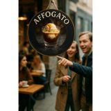 Nod Affogato Temalı Yuvarlak Cafe Tabelası – Jüt İpli Ahşap Duvar & Kapı Dekoru | Barista Tarzı Süs Çok renkli1 30 x 50