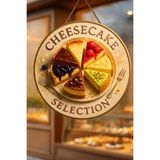 Nod Cheesecake Temalı İpli Ahşap Kapı Duvar Süsü, Pastane, Tatlı Dükkanı, Cafe Tablo Dekoru, 30 x 50 cm