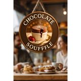 Nod Çikolatalı Sufle Temalı İpli Ahşap Kapı Duvar Süsü, Pastane, Tatlı Dükkanı, Cafe Tablo Dekoru Çok Renkli 30 x 50